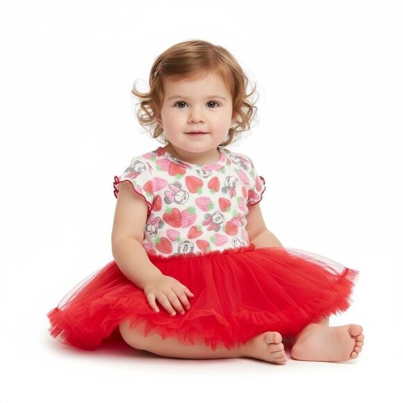 Disney Baby Girl Minnie Mouse Strawberry Tutu Romper - Picture 1 of 6